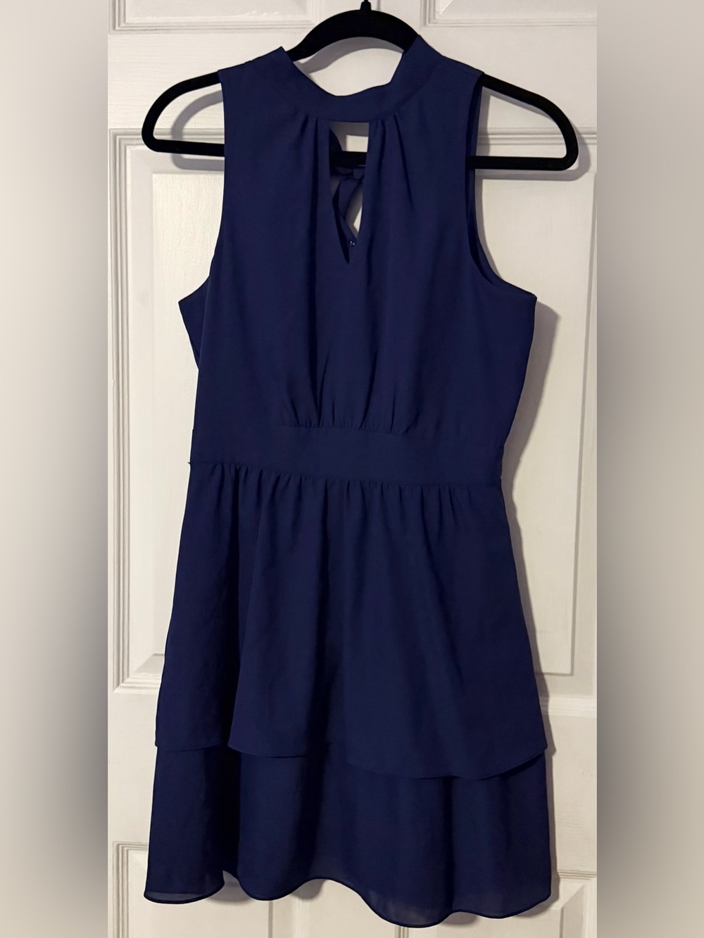 Parker Eclipse NWT Navy Blue Ruffle Mini Dress Size S Wedding Guest Cocktail